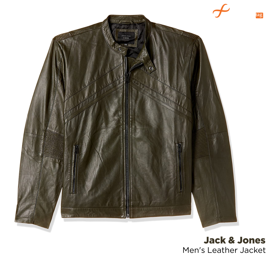 Jack & Jones Men's Leather Jacket- Original leather jackets for Men