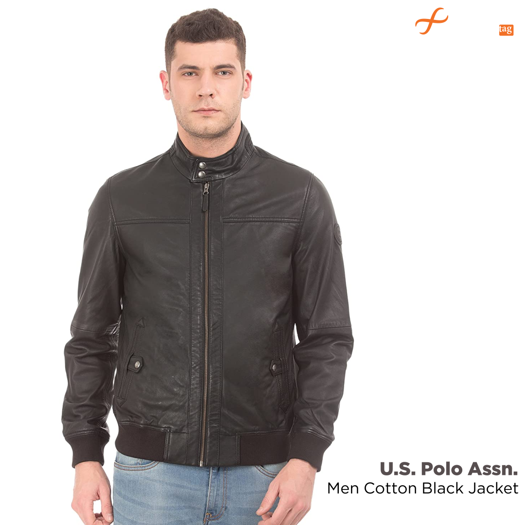 U.S. Polo Assn. Men Cotton Black Jacket-Original leather jackets for Men