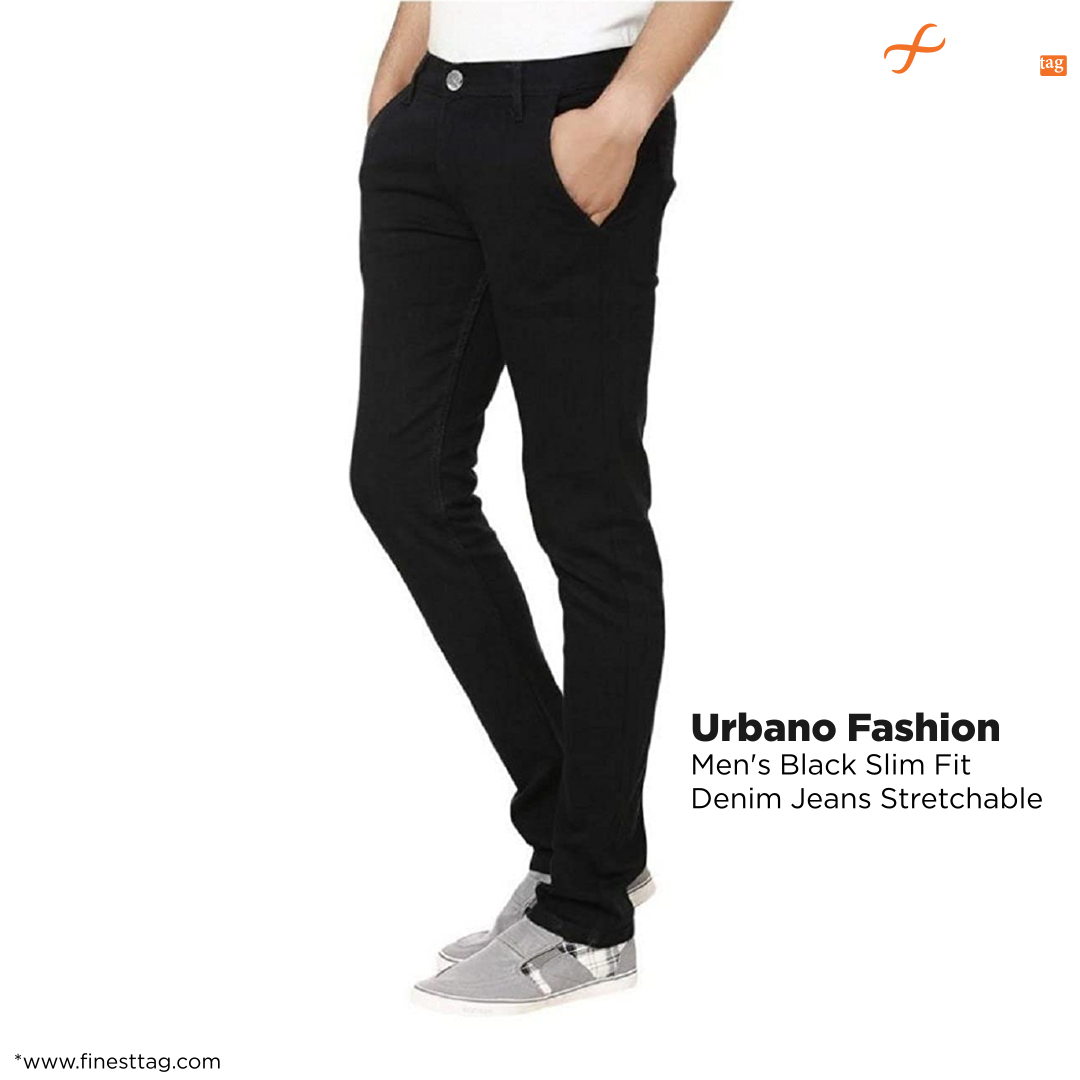 Urbano Fashion Men's Black Slim Fit Denim Jeans Stretchable-5 best men's jeans brands