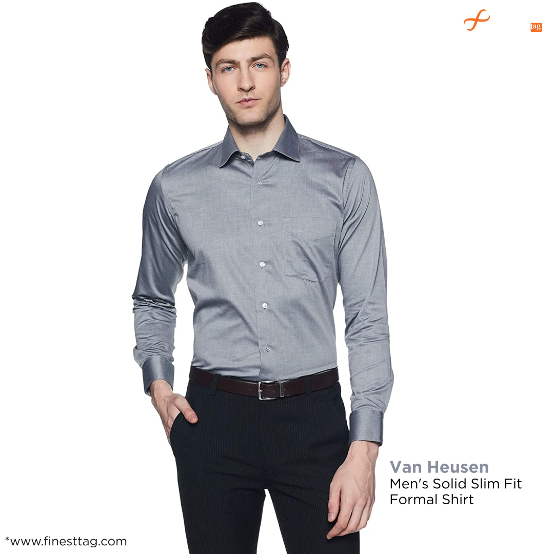 Van Heusen Men's Solid Slim Fit Formal Shirt-5 Best formal shirts for men on Amazon (2021)
