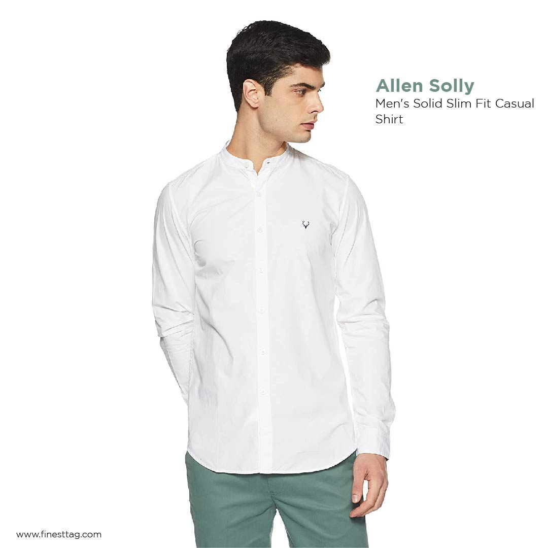 Allen Solly Men's Solid Slim Fit Casual Shirt- 7 Best casual shirts for men Review With Best Price