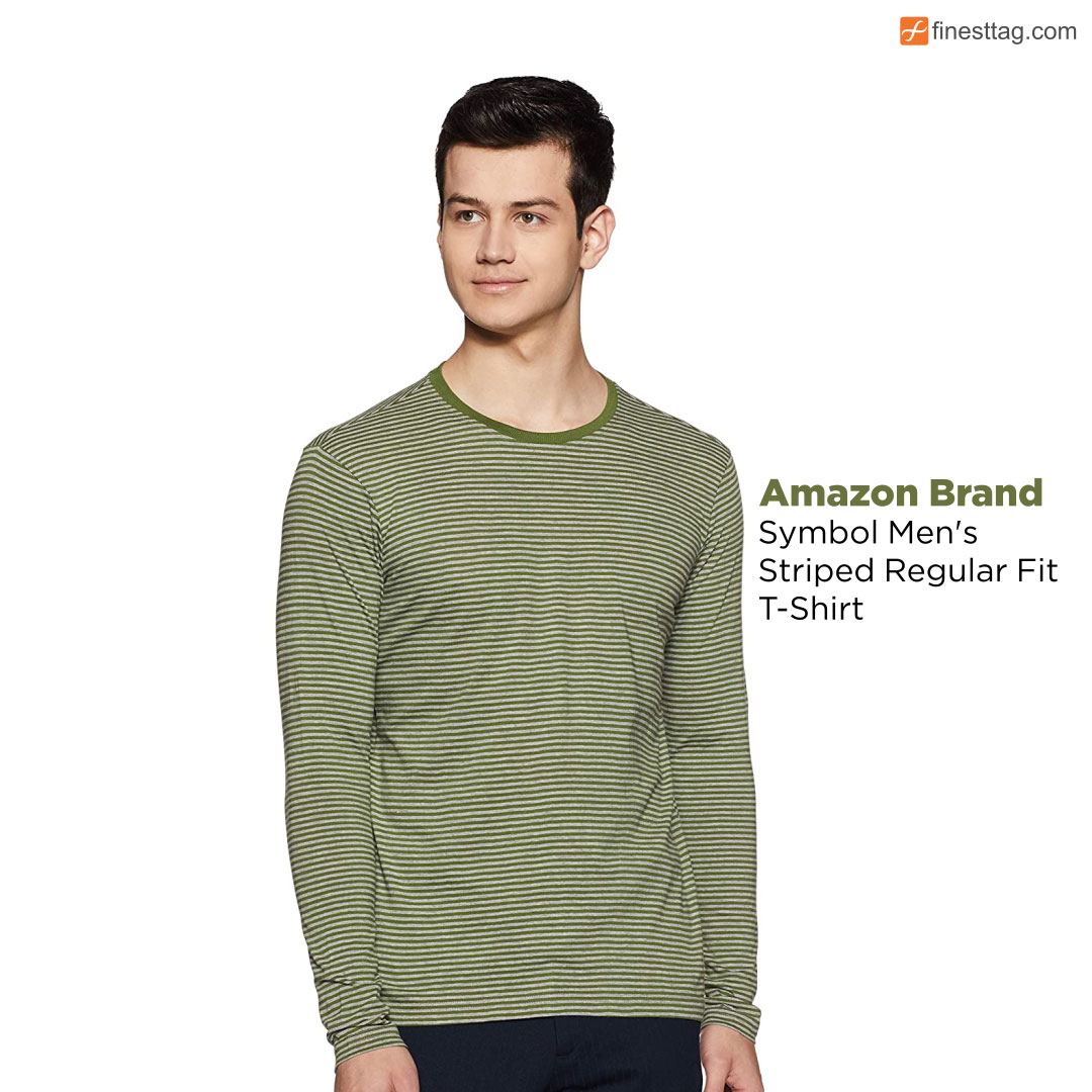 Amazon Brand - Symbol Men's Striped Regular Fit T-Shirt -Striped full Sleeve T-shirts for Men