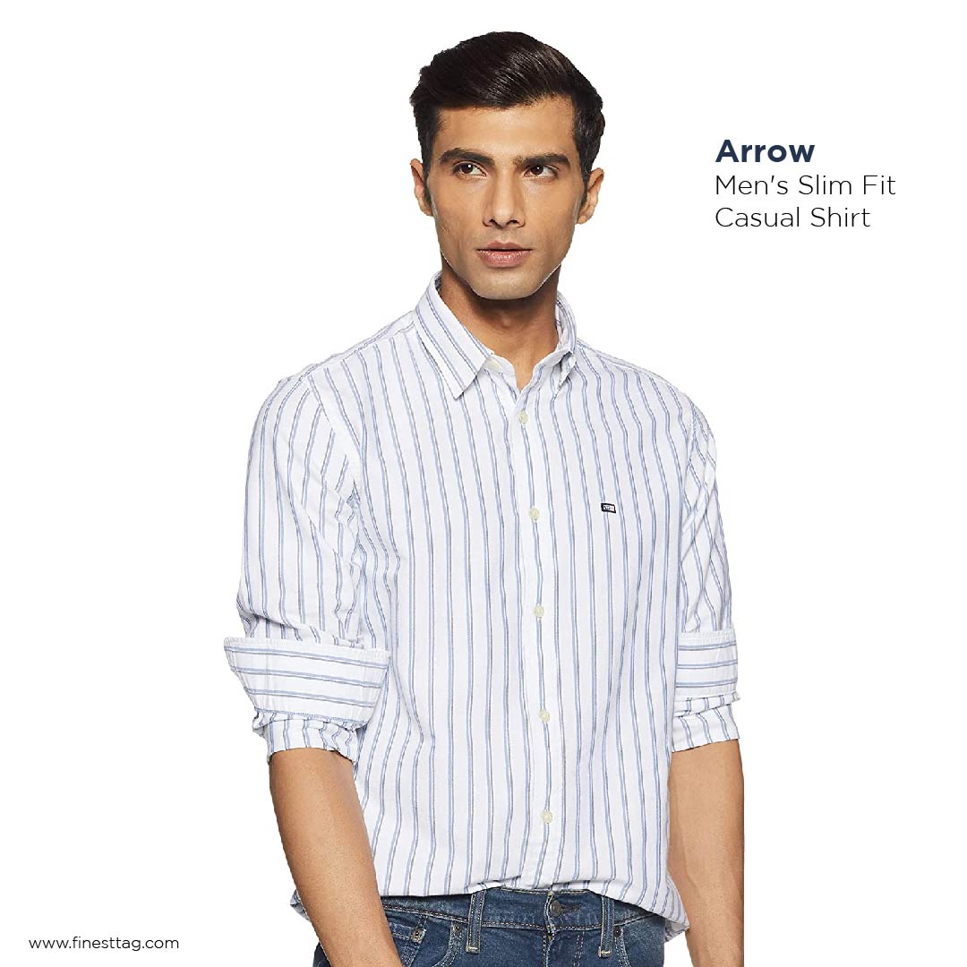 Arrow Men's Slim Fit Casual Shirt - 7 Best casual shirts for men Review With Best Price