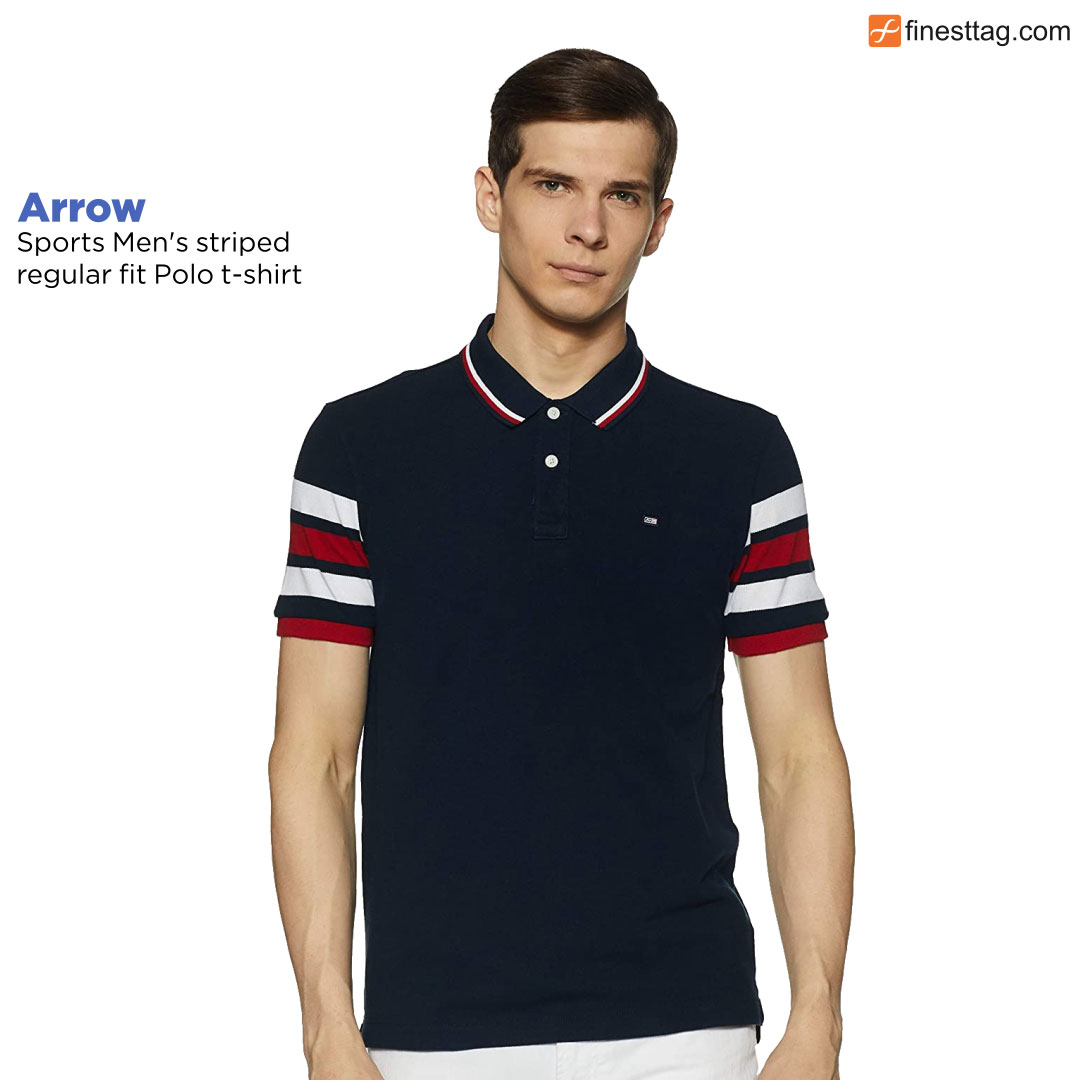 Arrow Sports Men's striped regular fit Polo t-shirt-5 Best striped polo t-shirts for Men online india