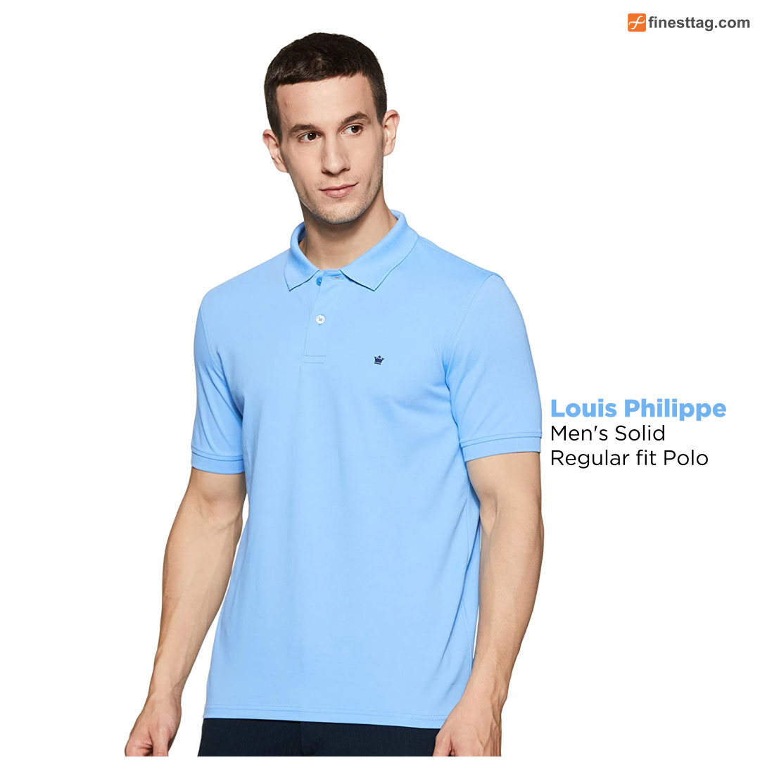 Louis Philippe Men's Solid Regular fit Polo-Best polo t shirts for men India