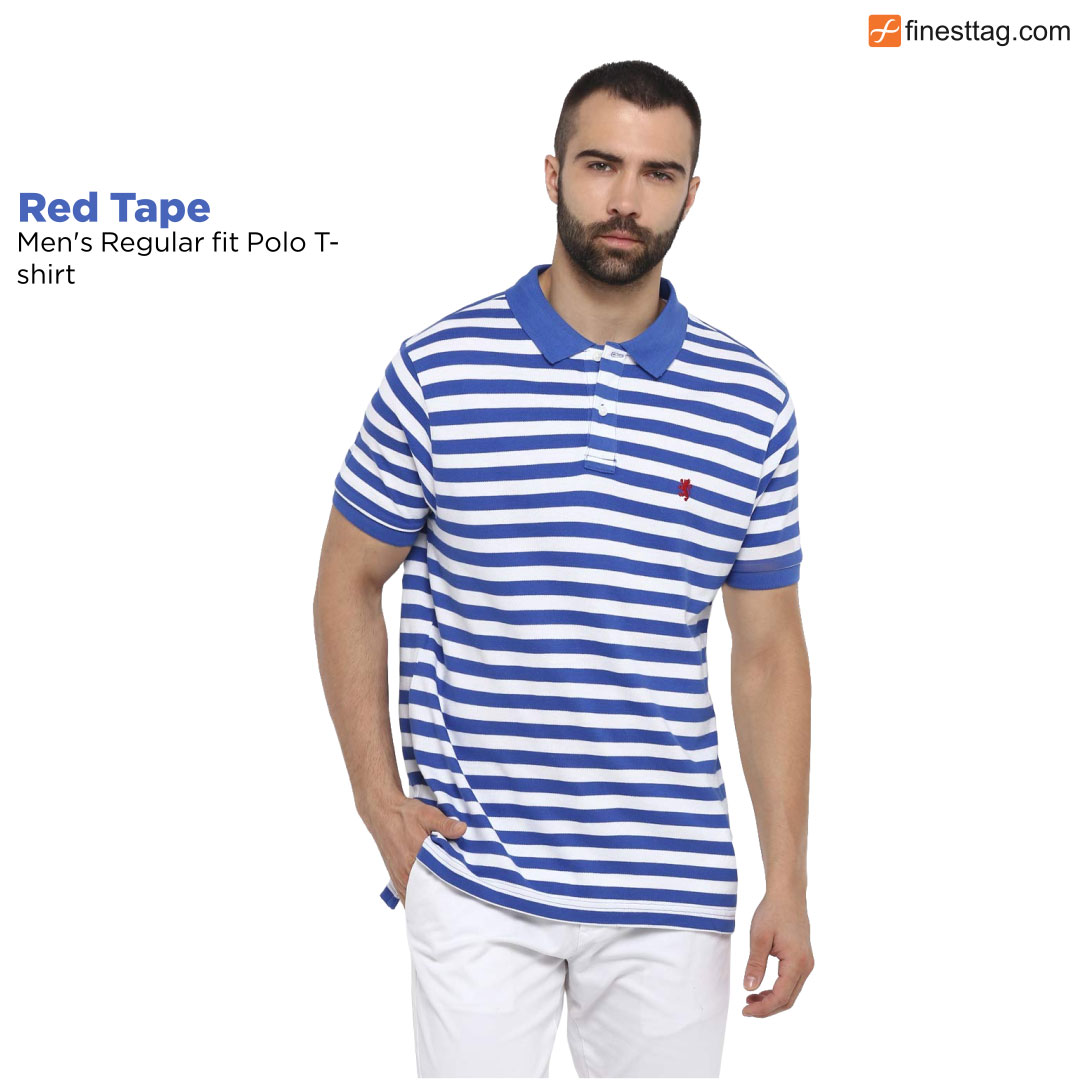 Red Tape Men's Regular fit Polo T-shirt-5 Best striped polo t-shirts for Men online india