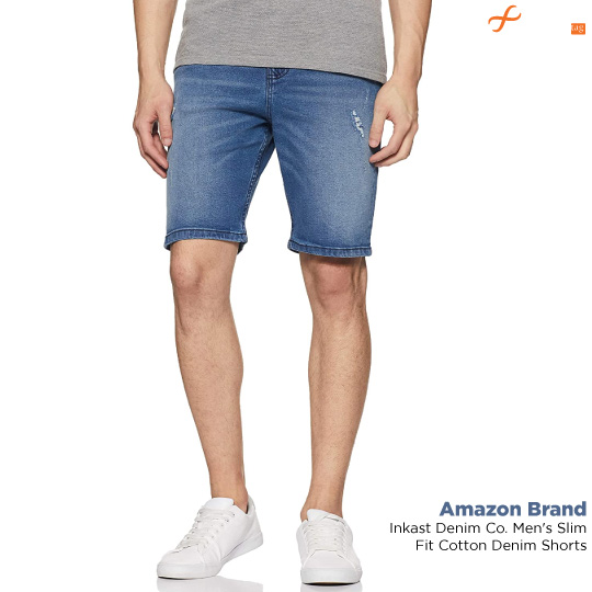 Amazon Brand - Inkast Denim Co. Men's Slim Fit Cotton Denim Shorts-Best Shorts for men in India