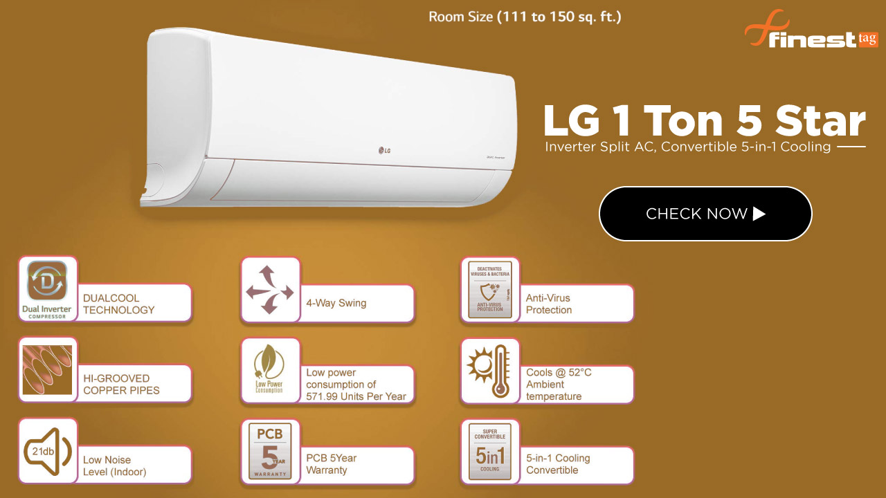 LG 1 Ton 5 Star AC features & Specifications | Review, Inverter Split AC @ Best Price in India
