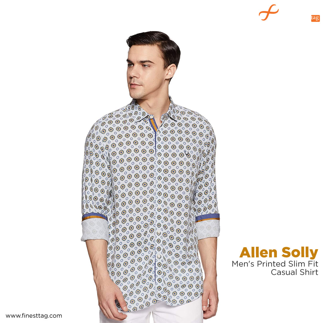 Allen Solly Men's Printed Slim Fit Casual Shirt-Summer Printed shirts for men online shopping