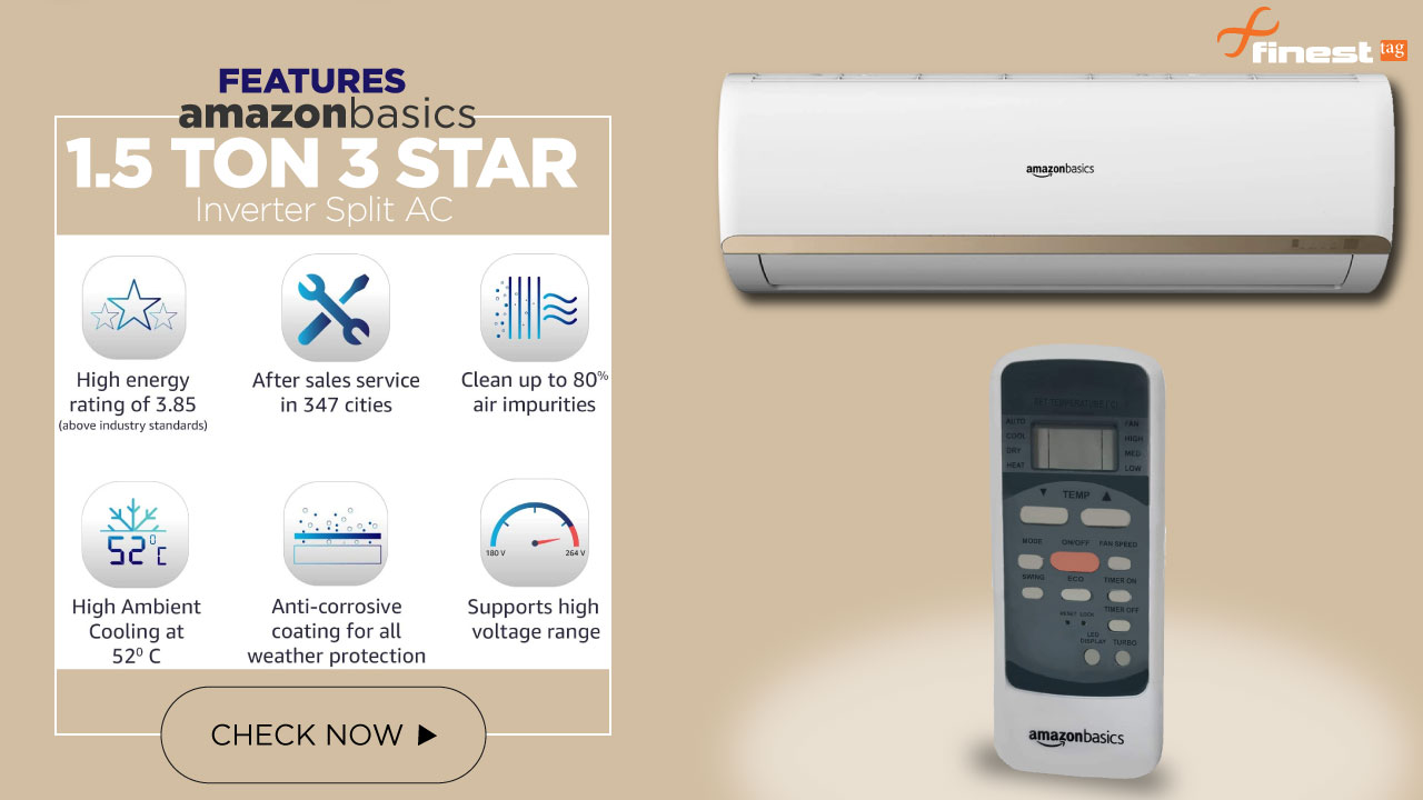 AmazonBasics 1.5 Ton 3 Star-features | Review, Inverter Split AC @Best Price in India