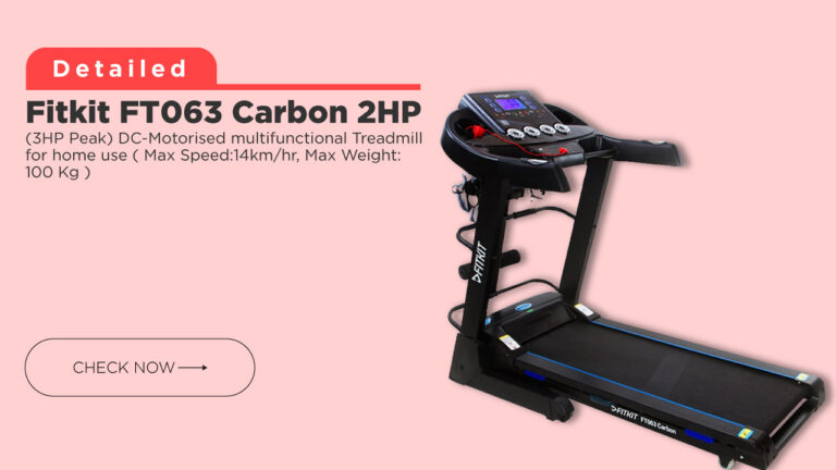 Fitkit FT063 Carbon 2HP DC-Motorised Multifunction Treadmill for home use @ Affordable Price in India