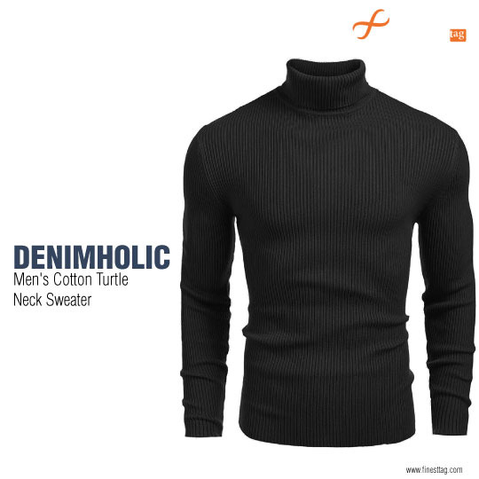 DENIMHOLIC Men's Cotton Turtle Neck Sweater-5 Best turtleneck T-shirt/sweater for men