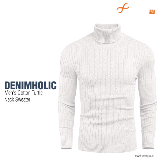DENIMHOLIC Men's Cotton Turtle Neck Sweater-5 Best turtleneck T-shirt/sweater for men