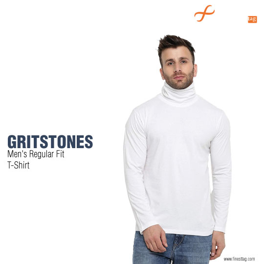 GRITSTONES Men's Regular Fit T-Shirt-5 Best turtleneck T-shirt/sweater for men