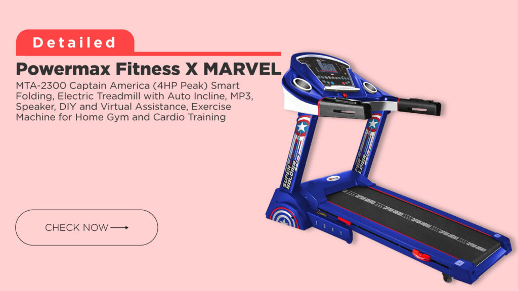 Powermax Fitness X MARVEL - MTA-2300 Captain America (4HP Peak) Smart Folding, Electric Treadmill for Home Gym and Cardio Training